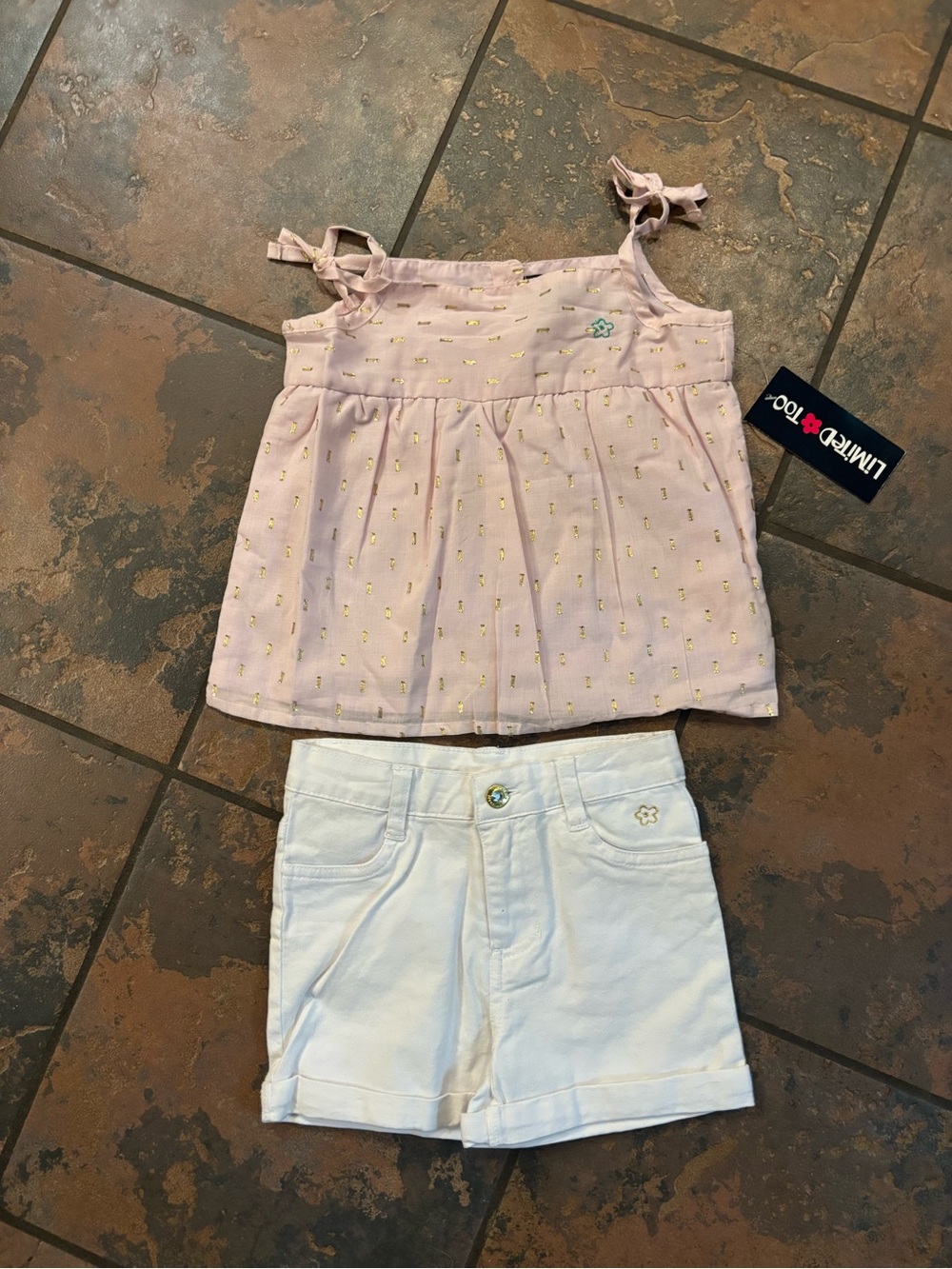 🌈Limited Too Light Pink Tank Top with White Shorts Set